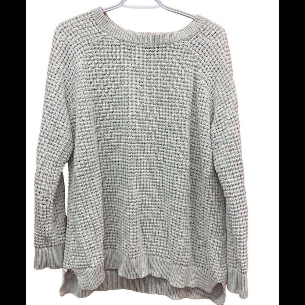 Natural Reflections Womens Off White Waffle Knit Pullover Sweater Size 2XL READ‌